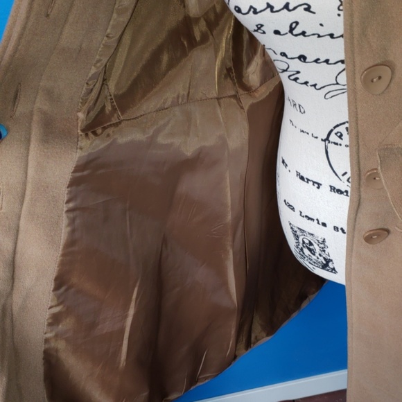 EUC JOLT Tan Ruffled Vintage Inspired Overcoat - Picture 7 of 8